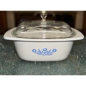 Vintage Corningware Blue Cornflower 4QT Dutch Oven w/ Pyrex Lid